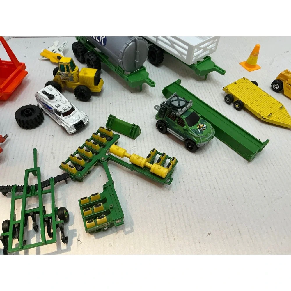 Vintage Toy Vehicle Lot Farm Tractors Trailers Construction Equipment 15+ Pieces